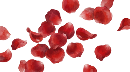8 march womens day scattered red rose petals on a white background create a festive and celebratory atmosphere png with transparency