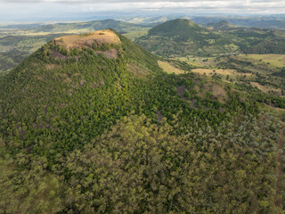 Elevated scenic views of Table Top Mountain and the Bushland Reserve, Toowoomba, Queensland, Australia