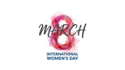 8 march womens day image shows the word march with the number eight in a pink color and some transparent background and plain white background