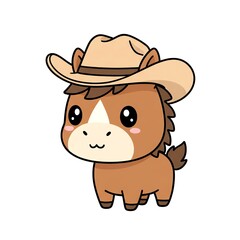 Cute Cowboy Horse Cartoon.