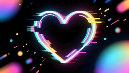 Cyberpunk style glowing neon heart background