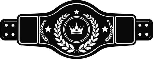 Championship belt vector illustration with crown and laurel wreath symbols for boxing wrestling martial arts and sports competition winners