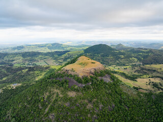 Elevated scenic views of Table Top Mountain and the Bushland Reserve, Toowoomba, Queensland, Australia