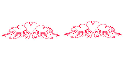 Elegant heart design with floral patterns on white and black backgrounds