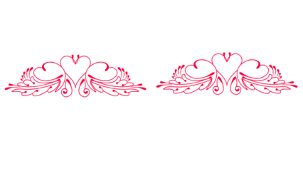 Elegant heart design with floral patterns on white and black backgrounds