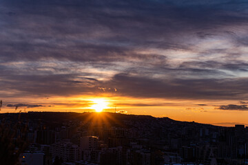 Dramatic sky in the sunrising time