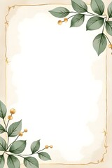 Obraz premium AI Generative. Watercolor Eucalyptus Leaves and Golden Berries Botanical Frame Background. 2