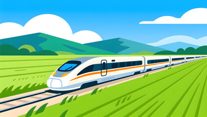 Fototapeta premium High speed train gliding across open countryside