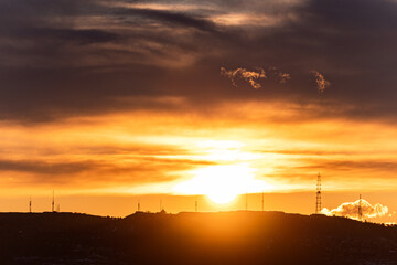 Fototapeta premium Dramatic sky in the sunrising time