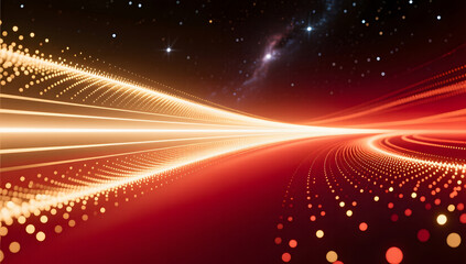 Chinese red and champagne gold gradient futuristic light beam background