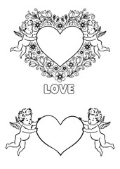 vector illustration of a set of hearts and elements
