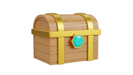 Cartoon Treasure Chest with Gemstone