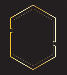 Luxury Golden Hexagon Frame on Black Background