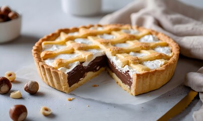 cake with chocolate and nuts