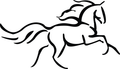 A galloping horse illustration with flowing mane in dynamic motion © GILANG YUDA ALYAHYA