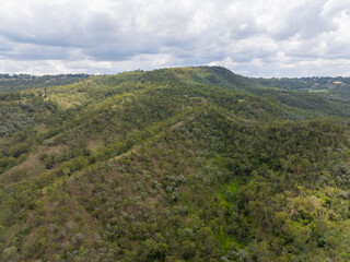 Elevated scenic views of Table Top Mountain and the Bushland Reserve in Toowoomba, Queensland, Australia