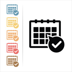 Calendar with Checkmark Icon Set