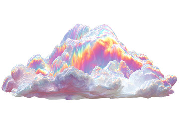 Iridescent, layered, cloud-like formation on black