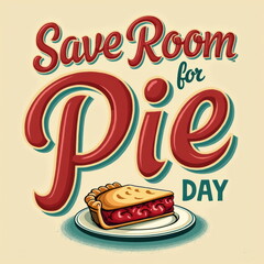 National Pie Day Poster With Modern Typography And Warm Vintage Food Illustration