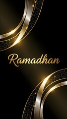 Black & Gold Ribbons with Premium &ldquo;Ramadhan&rdquo; Typography