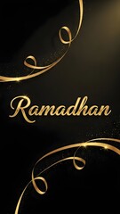 Black & Gold Ribbons with Premium &ldquo;Ramadhan&rdquo; Typography