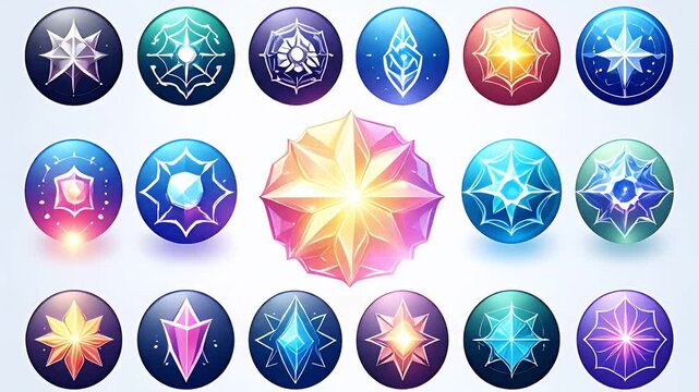 Collection of Fantasy Game Orbs and Glowing Magical Crystals Assets.