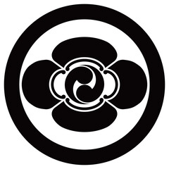 家紋です。丸に木瓜に左二つ巴といいます。