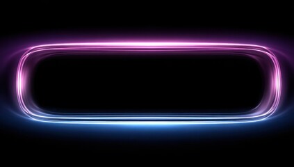 Fototapeta premium Abstract neon frame glowing with pink and blue light on dark background