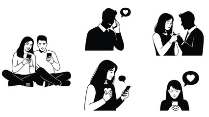 Couple using mobile phone together in romantic gesture