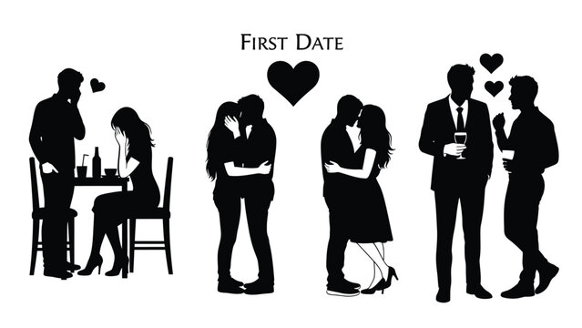 Couple on first date sharing romantic moments together