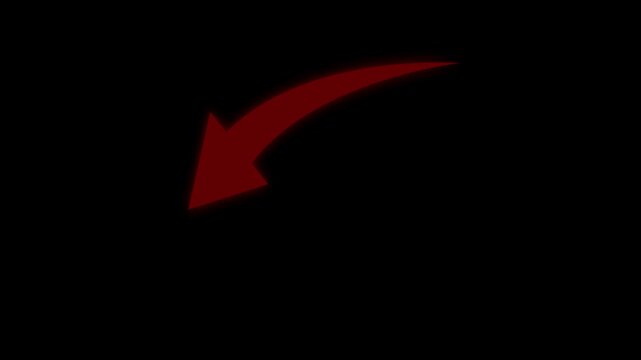 Red  arrow down business graph icon animation. business chart concept. A neon down business graph icon displays a glowing, downward-sloping line or bar chart, symbolizing decline, loss, or negative .
