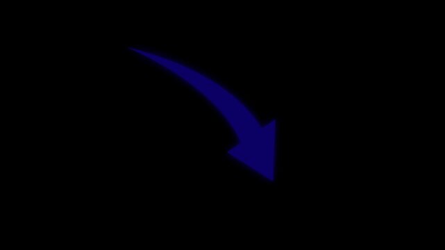 Blue  arrow down business graph icon animation. business chart concept. A neon down business graph icon displays a glowing, downward-sloping line or bar chart, symbolizing decline, loss, or negative .