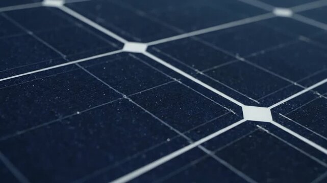 Extreme Close-up of Dirty Solar Panel Surface with Grid Lines