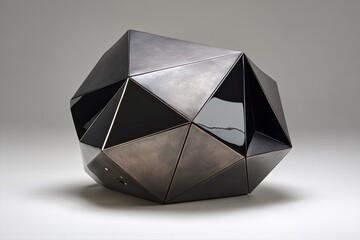 Geometric Metal Sculpture With Bronze Finish