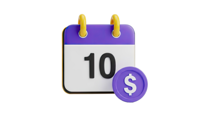 Calendar with Number 10 and Dollar Coin