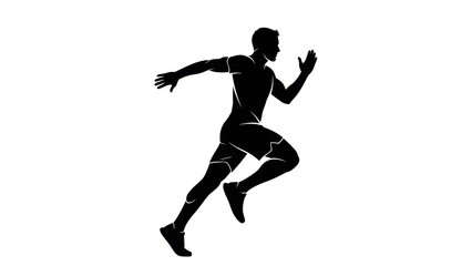 Obraz premium Silhouette of a runner in motion, athletic man running, dynamic pose, fitness concept