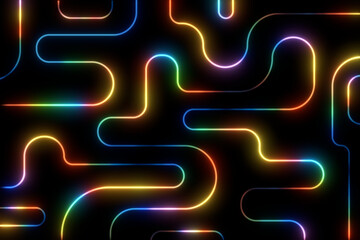 Neon rainbow lines. Glowing modern abstract background.