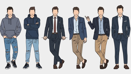 Diverse Mens Fashion Styles - Casual to Formal Outfits.