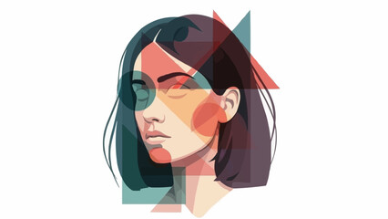 Abstract Portrait of a Woman with Geometric Shapes.