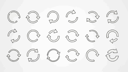 Collection of Circular Arrow Icons for Refresh and Reload.