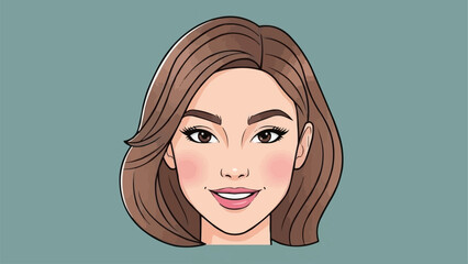 Illustration of a Smiling Woman with Brown Hair and Fair Skin.
