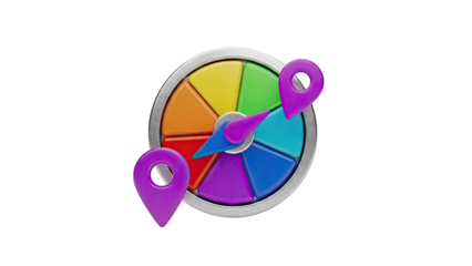 Colorful Spinner Wheel with Location Pins