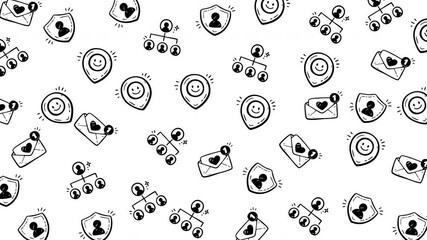 Doodle account social media network communication users security pattern for illustrating online interactions, user profiles, and digital security concepts.