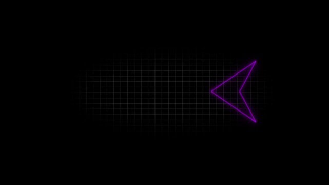 Purple Left directional arrow loop animation. Animated arrows for the overlay video layer. 4k animation.