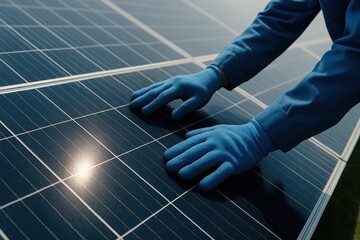 Solar panel inspection work in renewable energy sector uses advanced technology and engineering to ensure power project efficiency and sustainability for future energy needs