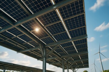 Solar panel installation represents renewable energy technology in power sector with engineering work focused on inspection and project development for sustainable energy solutions