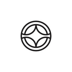 wheel steer abstract circle thin lines auto logo vector
