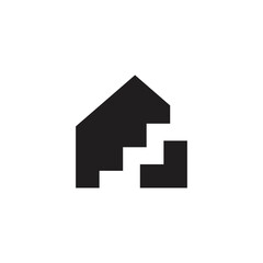 simple home staircase ladder silhoette simple geometric logo vector