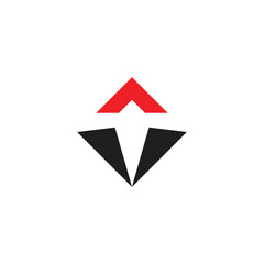 abstract letter t flying kite arrow square geometric logo vector