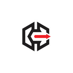 letter c hexagonal geometric arrow line logo vector